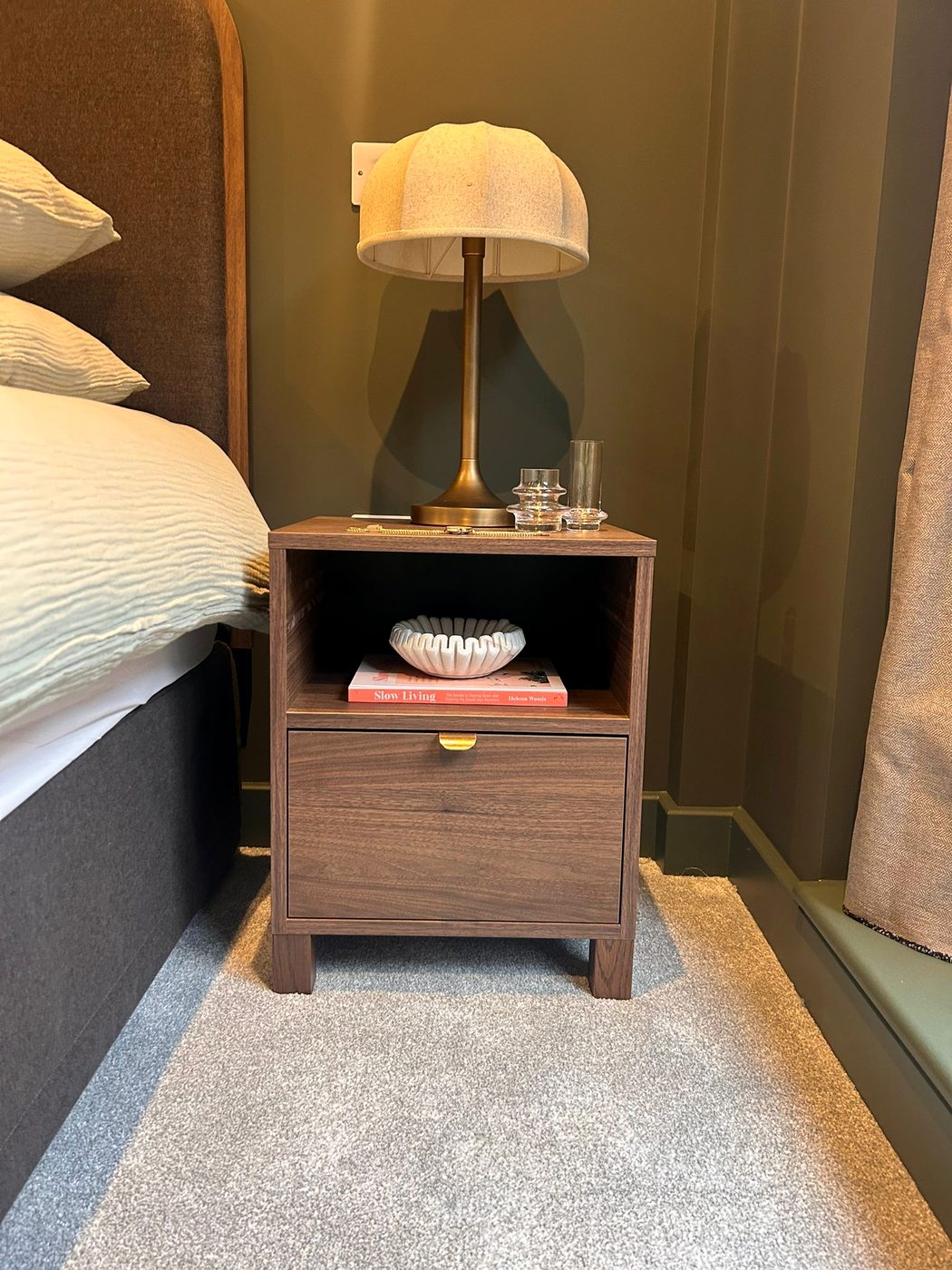 Birmingham apartment — bedside table and lamp