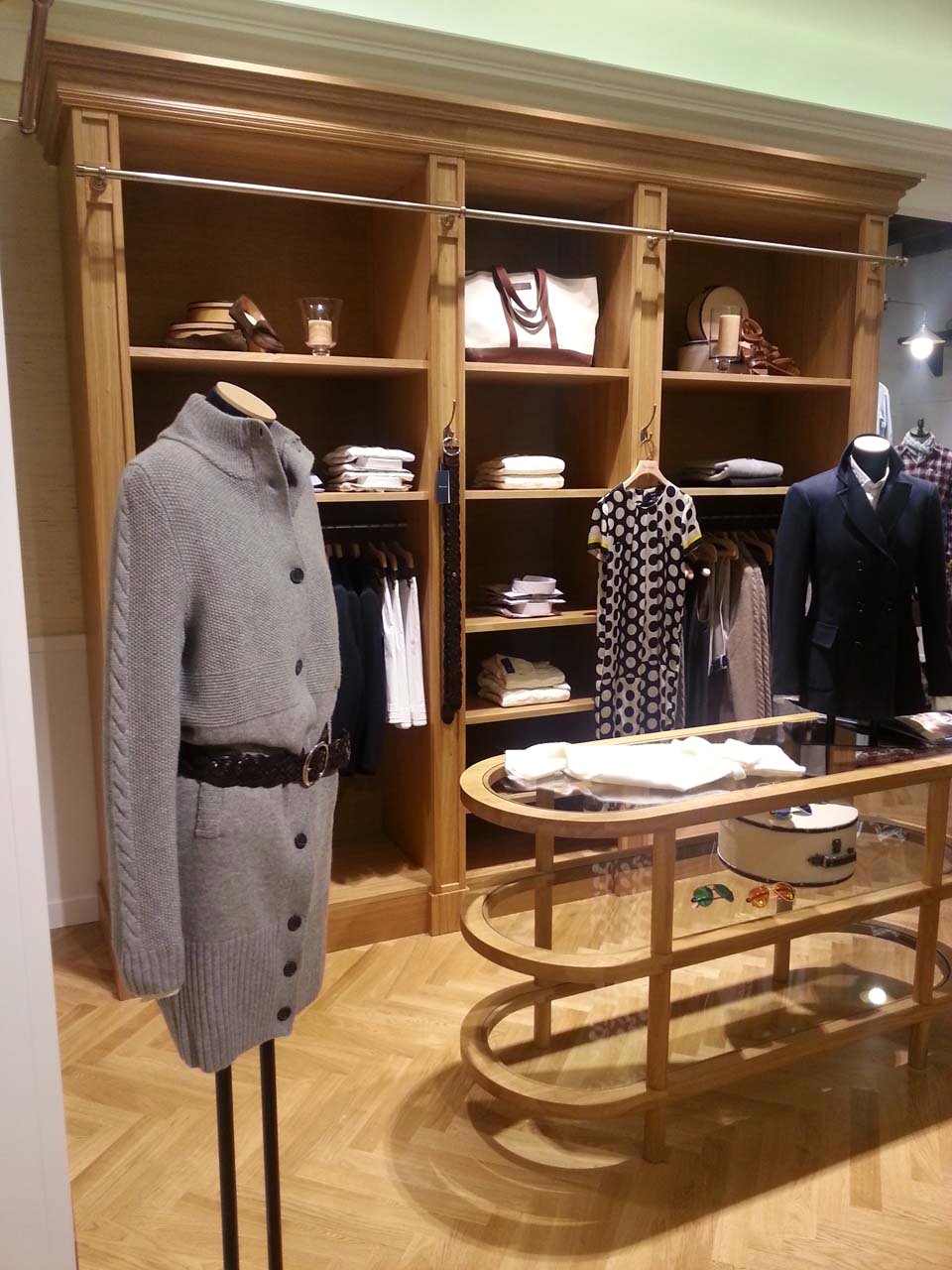 Façonnable boutique — wardrobe wall with coat display