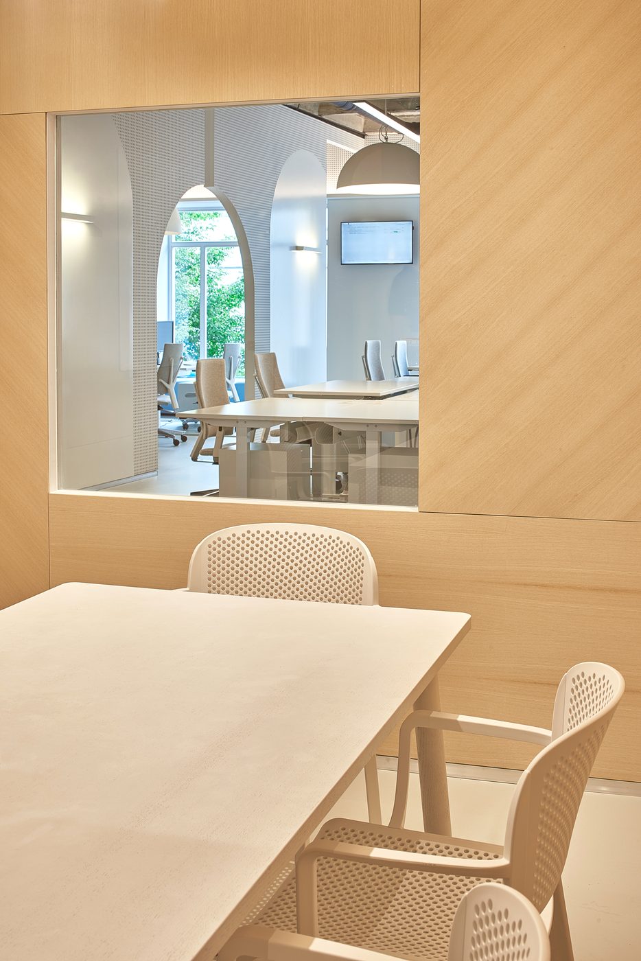 Wix offices — wood-clad meeting room